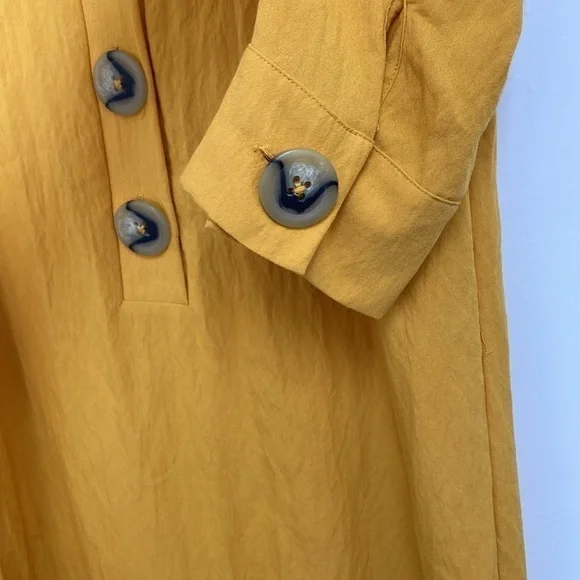 Lily Black Mustard Tunic Blouse Dress Oversized Buttons Women’s Size Small - Picture 8 of 13